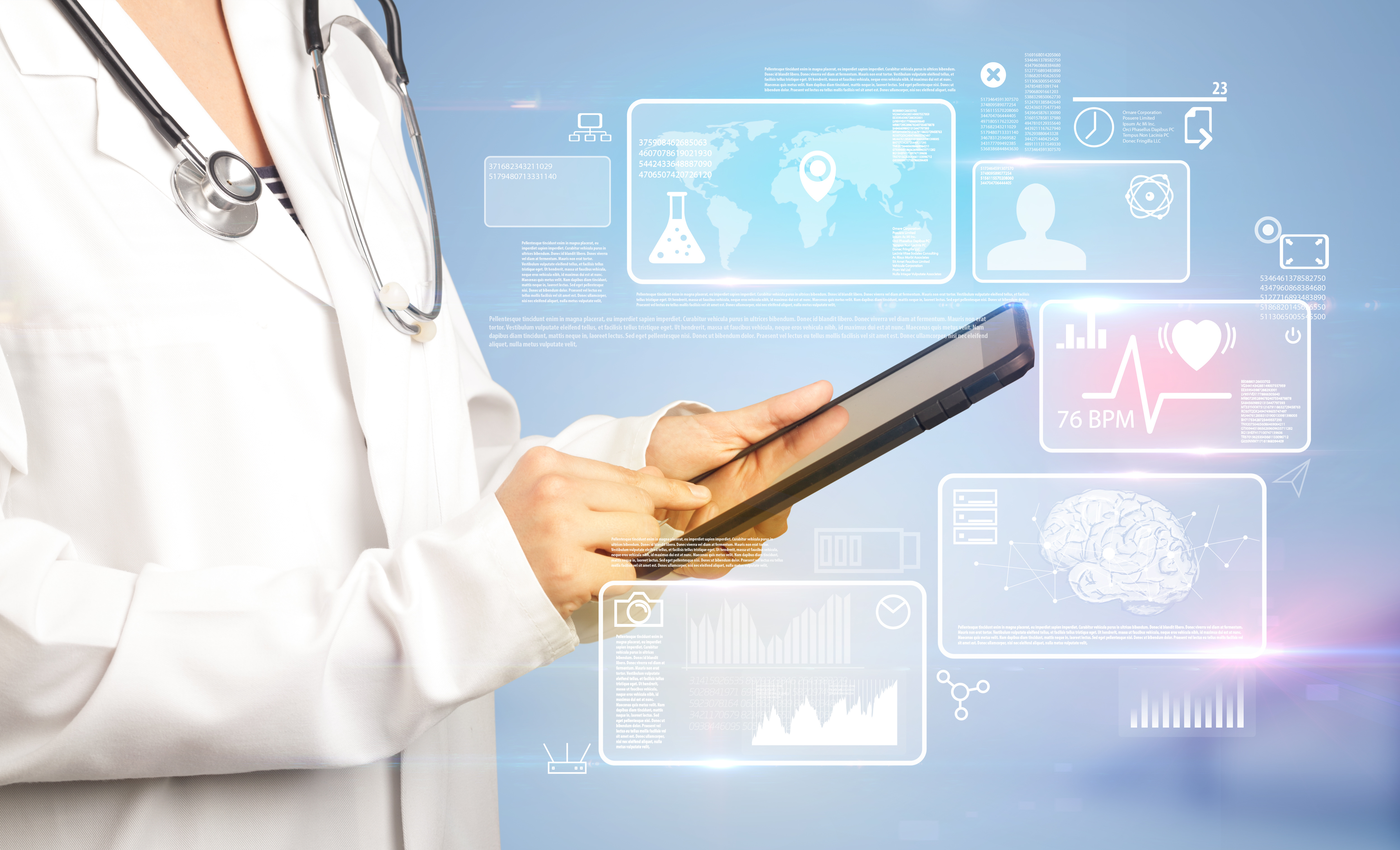Female doctor with tablet